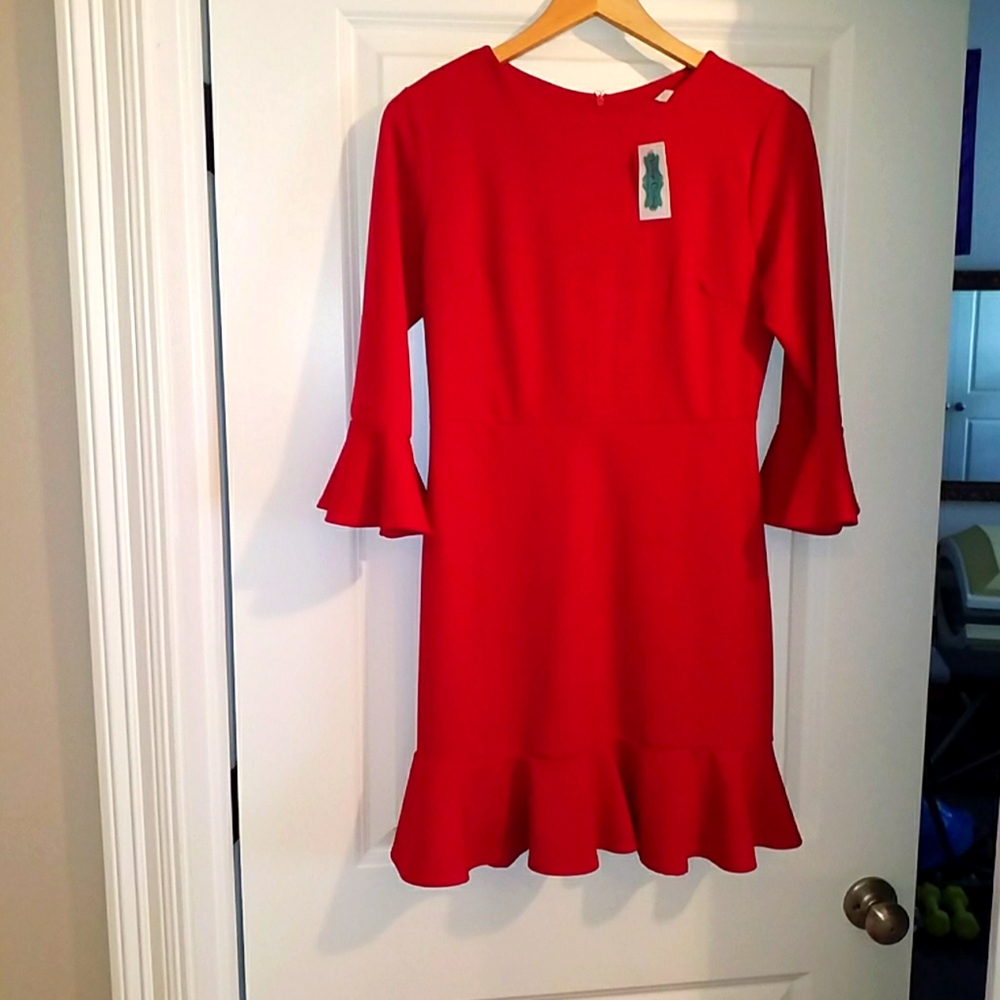 2 Hearts Red Ruffled Details Dress M